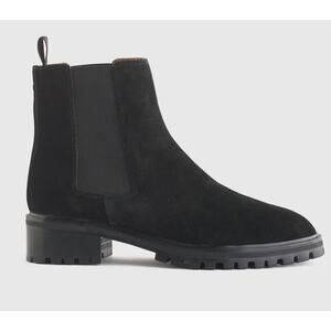 Quince Suede Chelsea Boot Black Size 8 Women's 1.5" Heel Rubber Sole NWT